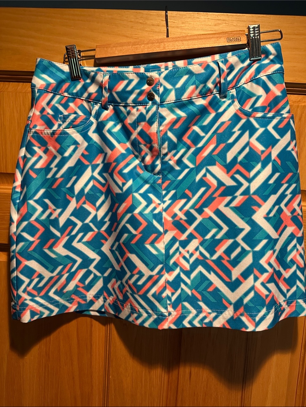 Slazenger Teal, Coral & White Printed Mini Skirt